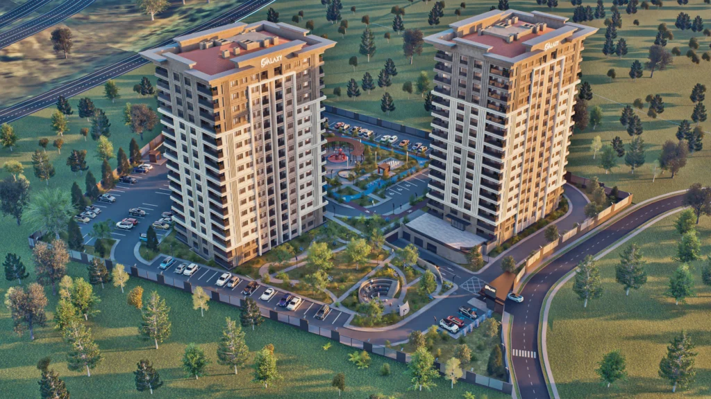 Galaxy Residence Ankara kuşbakışı mimari görselleştirmesi