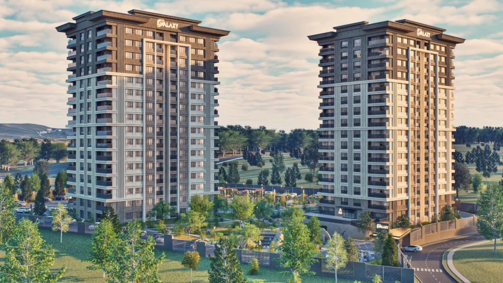 Galaxy Residence Ankara dış cephe mimari CGI görselleştirmesi
