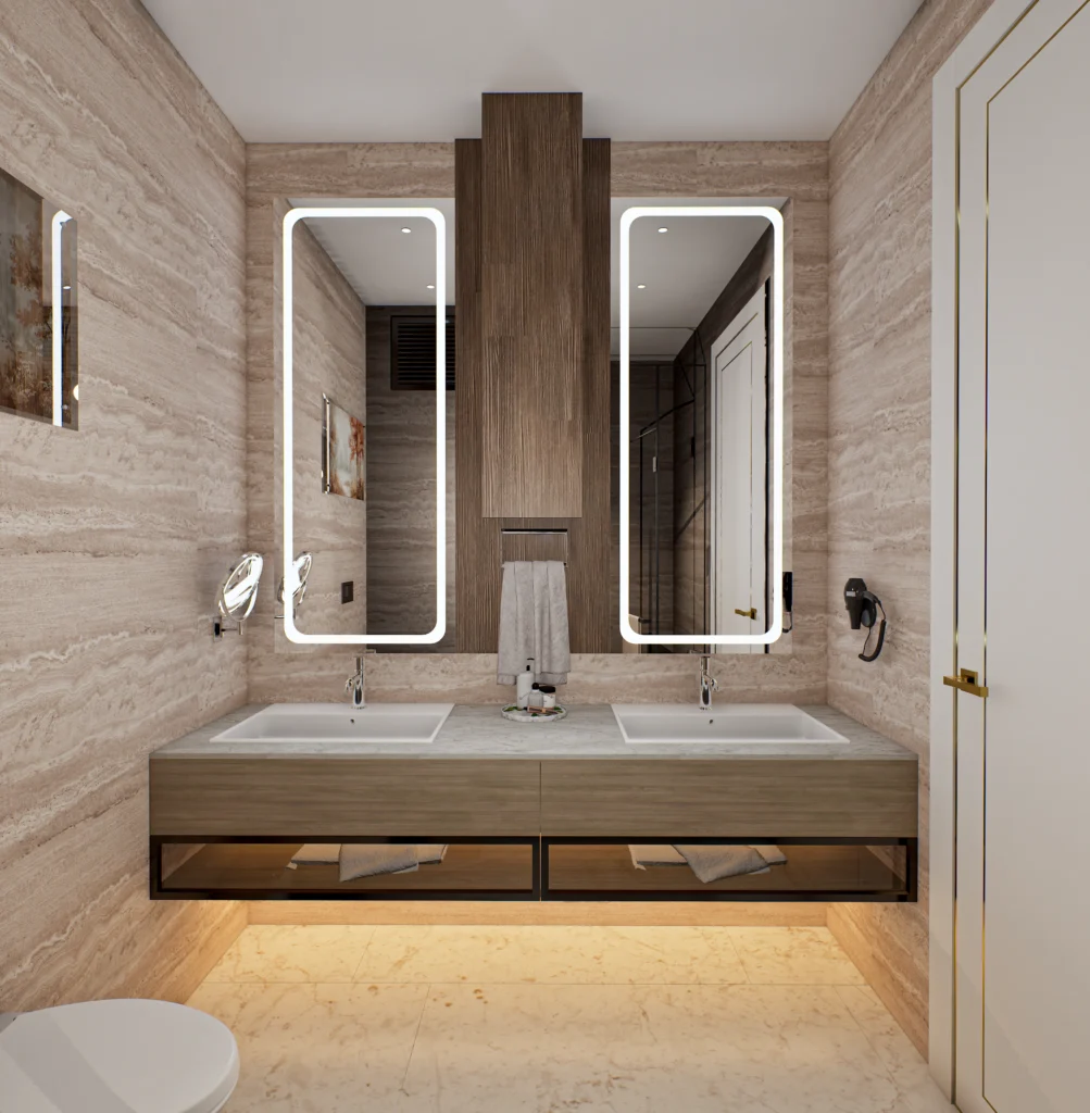 Galaxy Residence modern banyo iç mekân CGI görselleştirmesi