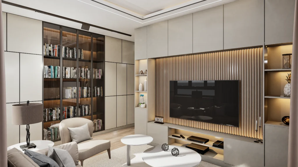 Galaxy Residence oturma odası iç mekân CGI görselleştirmesi